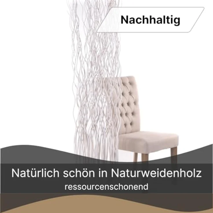 DESIGN DELIGHTS Paravent RAUMTEILER "WAVE", Weidenholz, 170x40cm (HxB), Paravent, Trennwand – Bild 4