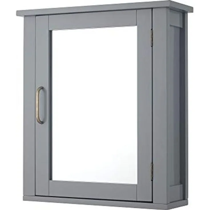 Teamson Home Badezimmermöbel aus Holz an der Wand verspiegelter Medizinschrank mit verstellbarem Regal Grau EHF-F0021