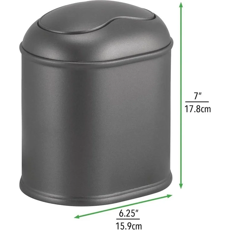 Mülleimer Kosmetikeimer Schwingdeckel Abfalleimer 2er Set mDesign anthrazit – Bild 2