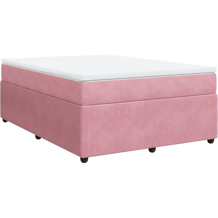 vidaXL Boxspringbett mit Matratze Rosa 140x200 cm Samt 3285649 – Bild 2