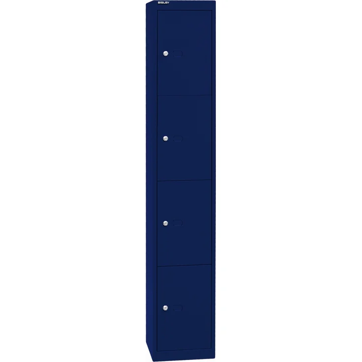 Bisley Schließfachschrank Office, 1 Abteil, 4 Fächer, T 305 mm, Farbe oxfordblau – Bild 2