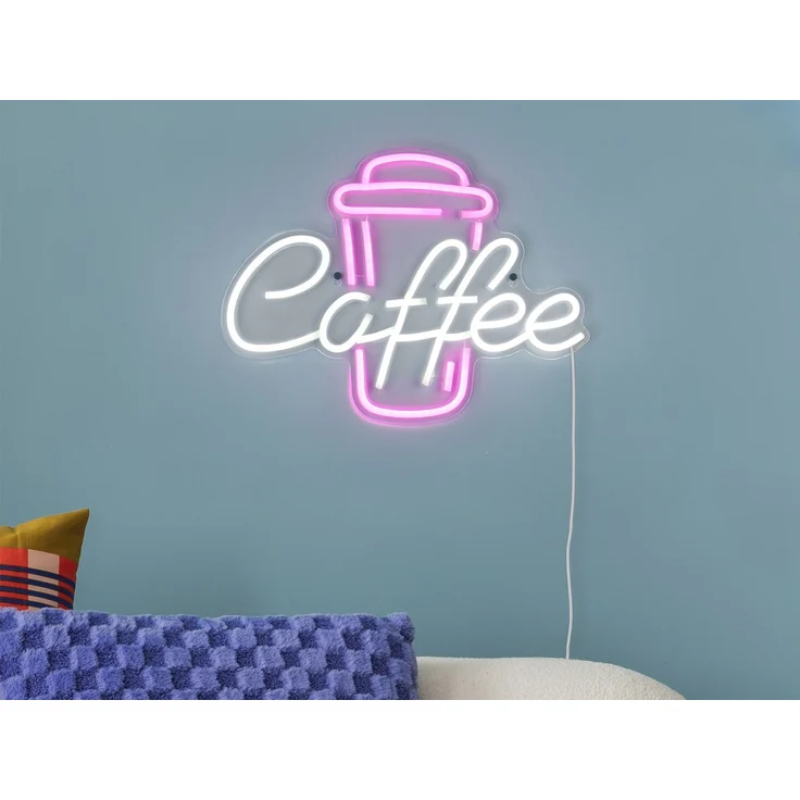 Ausgefallene Neon LED Wandlampe Café mit USB Kabel & Netzteil, Breite 40cm – Bild 5