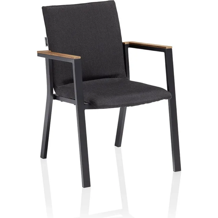 Kettler Stapelsessel Rasmus Alu anthrazit/Sunbrella® sooty mit Teak Stapelstuhl 62x60x85 cm