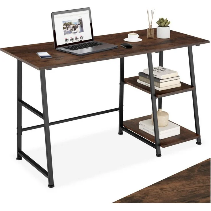 tectake Schreibtisch Computertisch Paisley 120x50x73,5cm (1-St, 1 tlg), Rustikaler Schreibtisch im schnörkellosen Industrial Style – Bild 1
