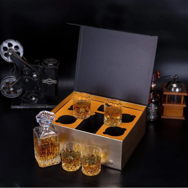 Whiskey Gläser Karaffe Set 5-teilig Bleifrei Kristallgläser 750ml – Bild 2