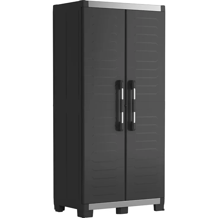 Keter Garage Hochschrank XL mit 3 Einlegeböden, Harz, schwarz/weiß, Alto