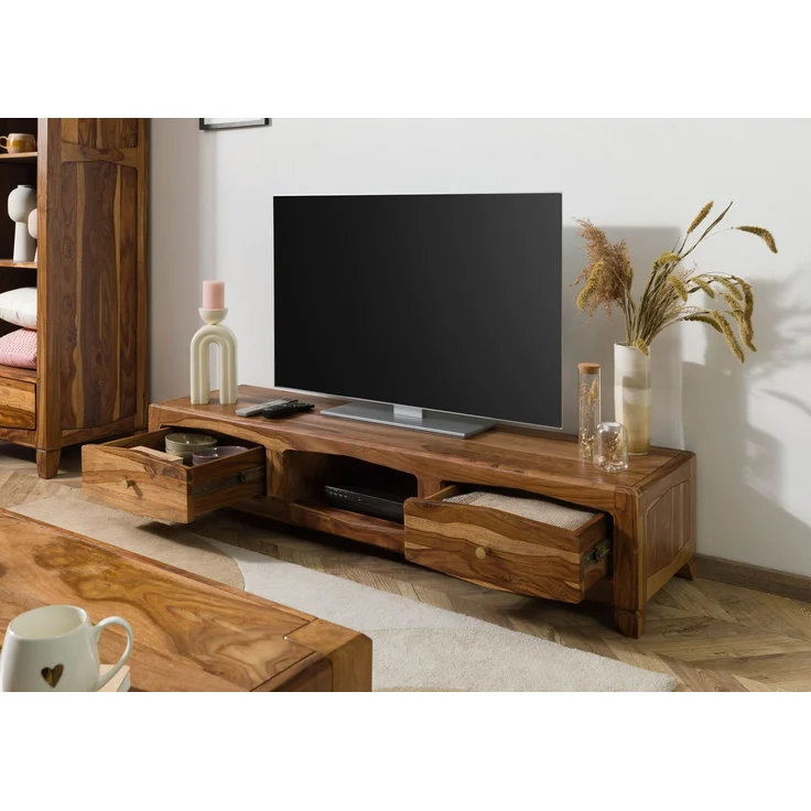 TV-Board Sheesham 160 x 43 x 33 braun lackiert ANCONA #112 – Bild 4