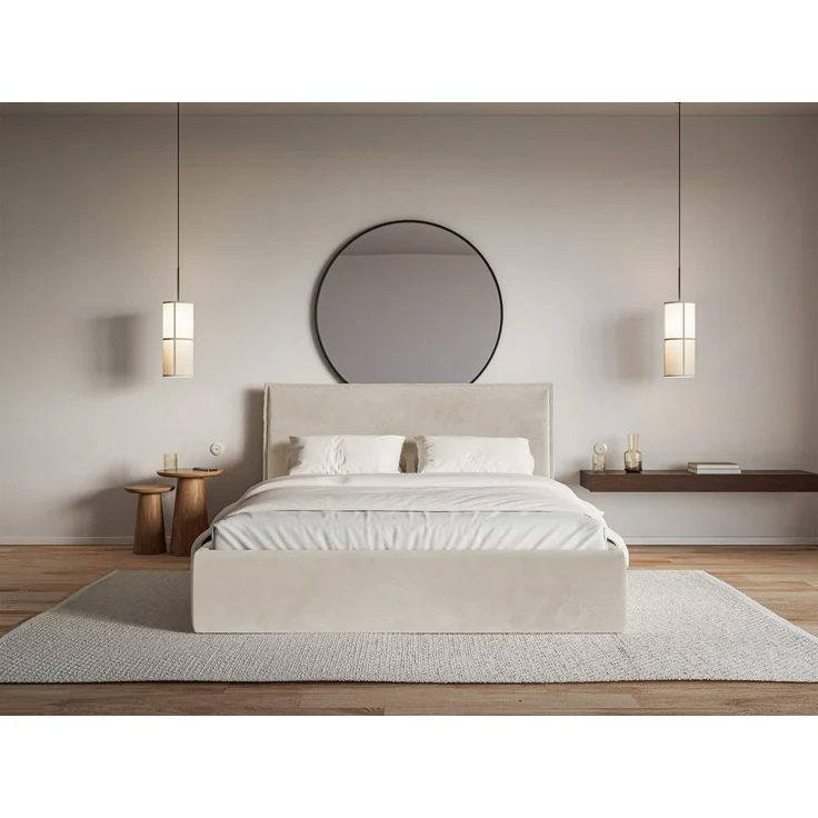 Selsey 'Softie Slim' Polsterbett 180×200 mit Bettkasten und Lattenrost, Velours, beige – Bild 2