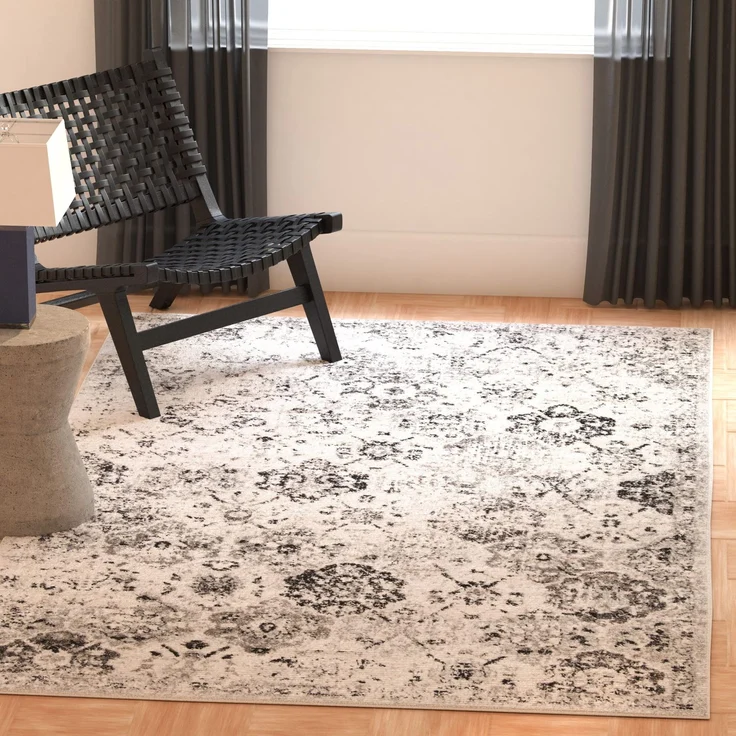 SAFAVIEH Distressed Teppich für Wohnzimmer, Esszimmer, Schlafzimmer - Madison Collection, Kurzer Flor, Silber und Grau, 91 X 152 cm