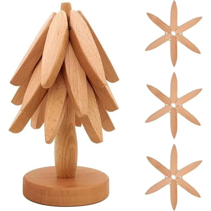 LEMLIT Topfuntersetzer Weihnachtsbaum-Untersetzer und aus Holz,3 Holzuntersetzer, Zubehör für Pfannen,Topfe, Auflaufformen, 1er Set, 1-tlg, dekoratives Servier- und Wohnaccessoire, praktisches Geschenk – Bild 1