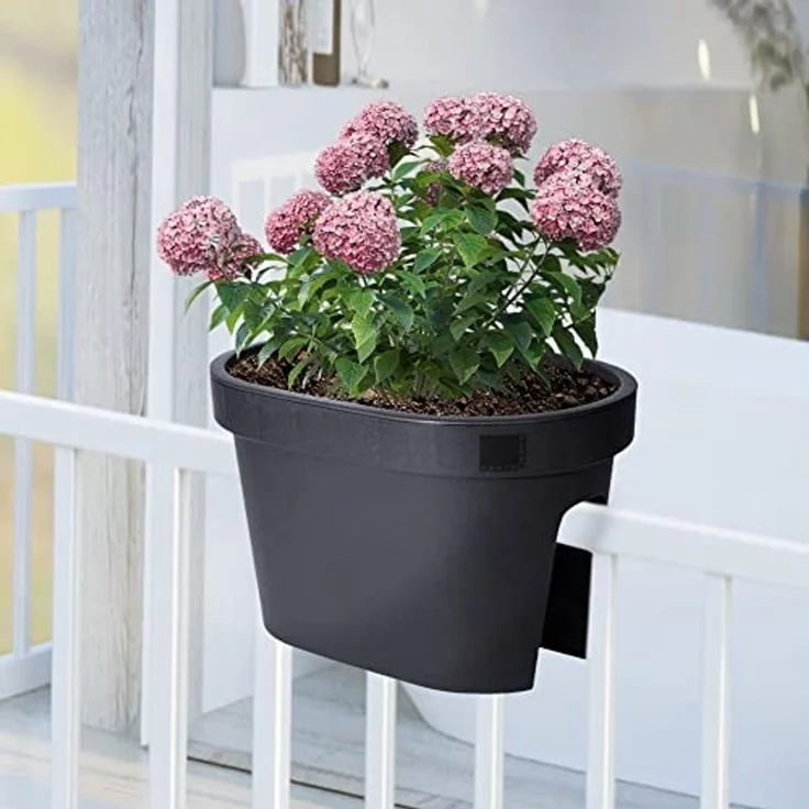 Hängender Blumentopf/Planter Balkon am Geländer - schwarz – Bild 2