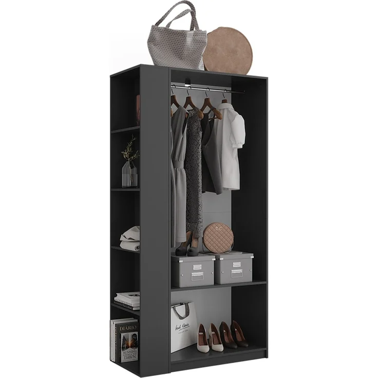 Kleiderschrank Elmo Anthrazit 80 x 200 cm 2er Set Vicco – Bild 6