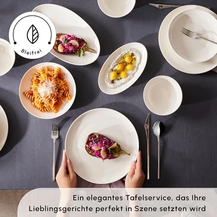 Karaca Geschirr-Set Forever Bone Allure 41-Teiliges Geschirrset für 12 Personen, 12 Personen, New Bone China – Bild 4