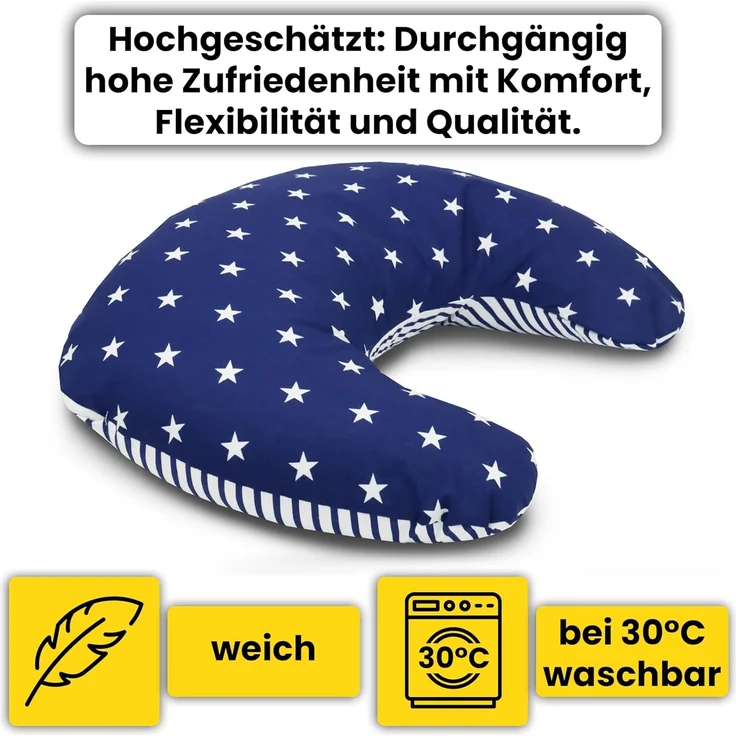 Amilian Stillkissen Lagerungskissen - Seitenschläferkissen - Stillkissen klein, Schwangerschaftskissen zum Schlafen, pregnancy pillow mit Füllung (60x42 cm), für Mütter und Babys – Bild 3
