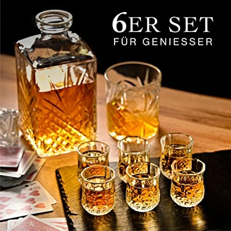 Praknu Schnapsglas 6 Schnapsgläser Kristall 4cl Curvy Whiskygläser Set, Kristallglas, Spülmaschinenfest - Standfest dank dickem Boden - Vintage Design – Bild 2