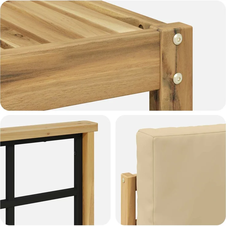 vidaXL Outdoor-Sofagarnitur 5 stk. 4-Sitzer Weiß und Beige 3387607 – Bild 6