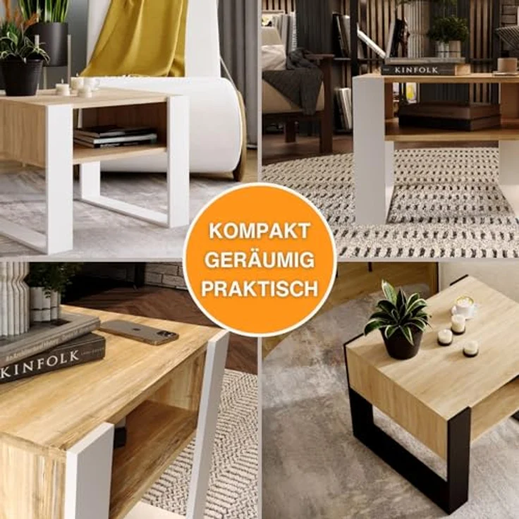 CraftPAK Couchtisch aus hochwertigem Holz mit Ablagefläche - Größe 53 6T x 65B x 45H cm, Couchtisch – Bild 6