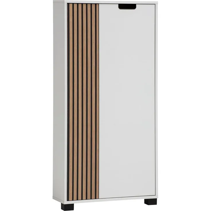 Schildmeyer Highboard Ryker 160036, Mattweiß/Akustikpaneel Optik, 59,8 x 19,5 x 124 cm