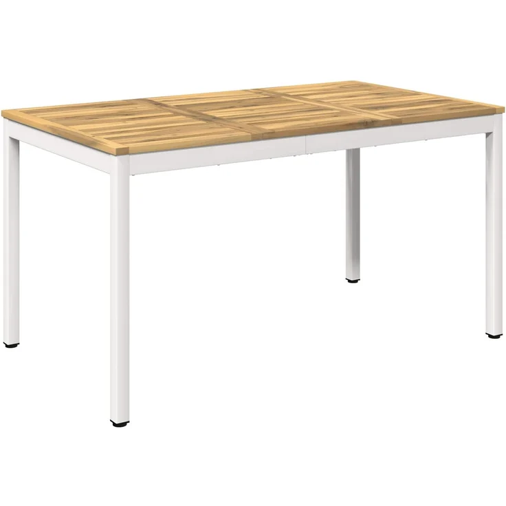 vidaXL Gartentisch Weiß 141 x 80,5 x 75 cm Massivholz Akazie 901765 – Bild 2