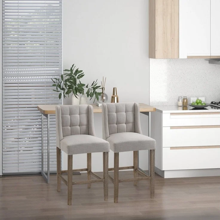 HOMCOM Barhocker Barhocker 2-er Set, Gebogene Federn – Bild 3