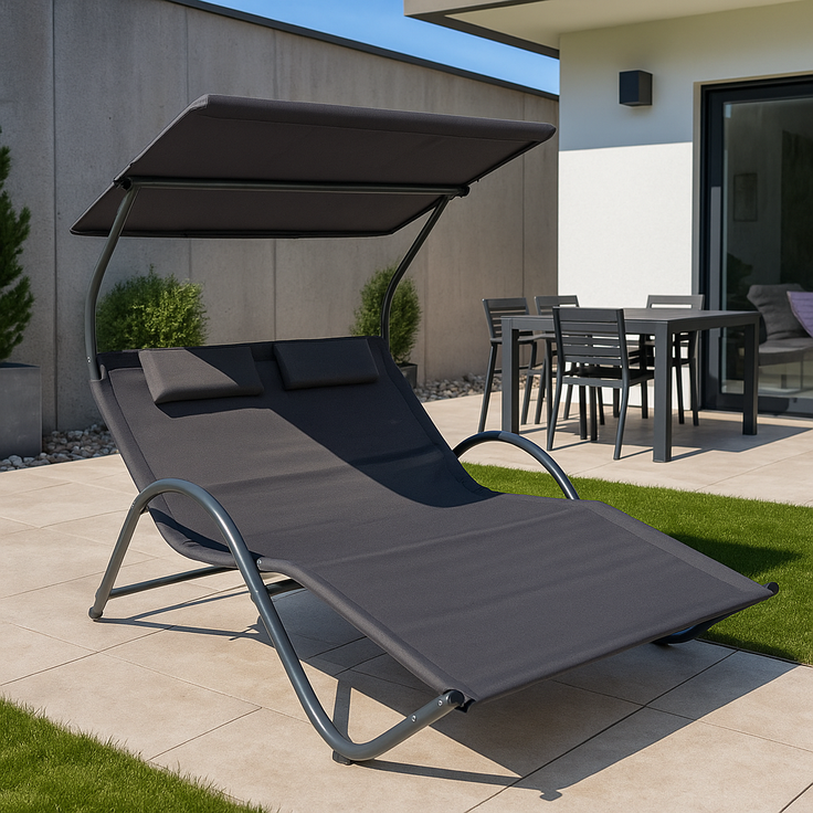 Gardissimo STYLE Doppelliege ergonomische Gartenliege Gartenmöbel Dach