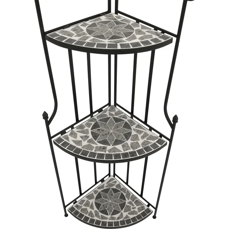 DEGAMO SIENA Eckregal, Metall + Mosaik, schwarz/grau, drei Ebenen 142cm – Bild 3