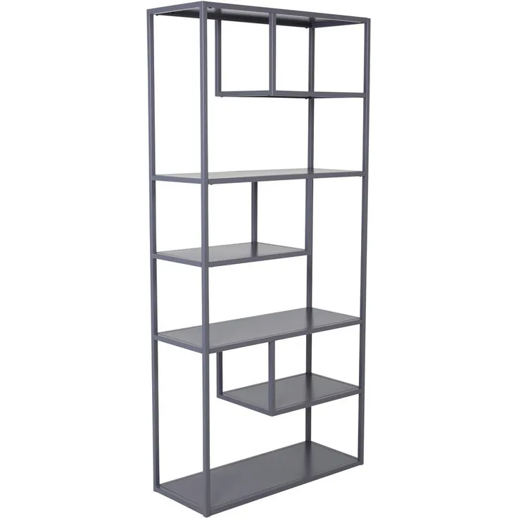 Livetastic Bücherwand, hellgrau, stehend, Metall, 85x188x35 cm, inklusive Oberplatte
