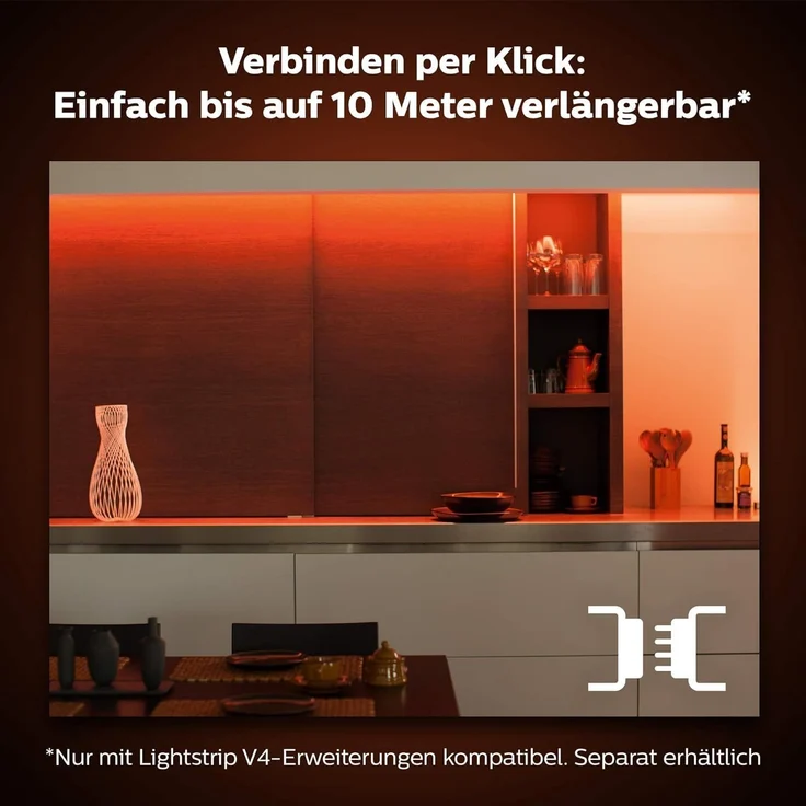Philips Hue White & Color Ambiance Lightstrip Plus Basis-Set V4 (2m + 1m), dimmbarer LED Streifen für das Hue Lichtsystem mit 16 Mio. Farben, smarte Lichtsteuerung über Sprache oder App – Bild 5
