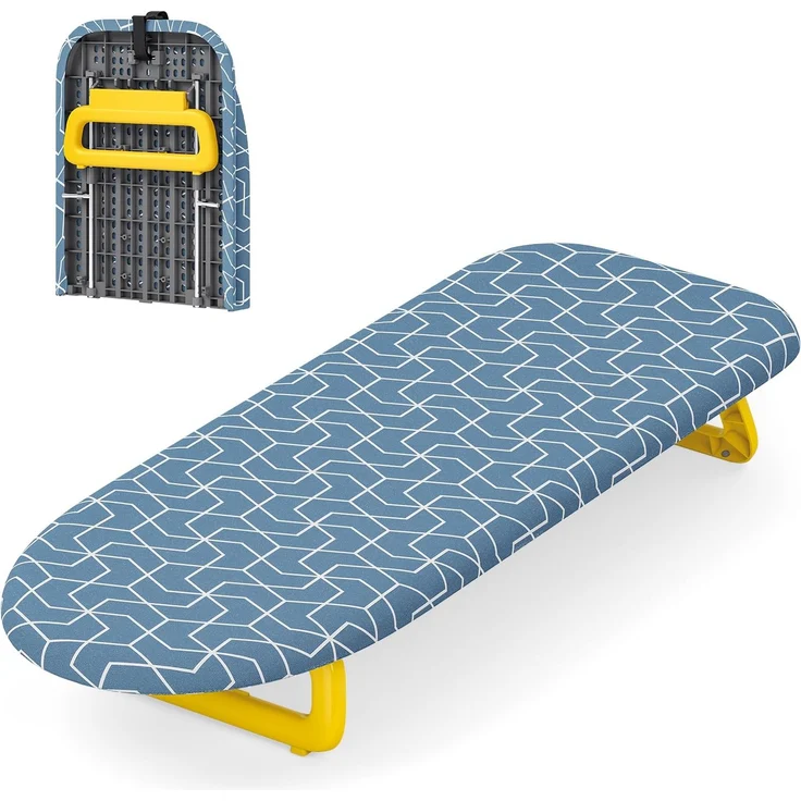 KINGRACK Klappbares Tisch Bügelbrett, Kleines Bügelbretter Faltbares, Tragbares Bügelbrettbezüge Mit Rutschfesten Füßen für den Heimgebrauch, 31x80 cm,Dunkelblau