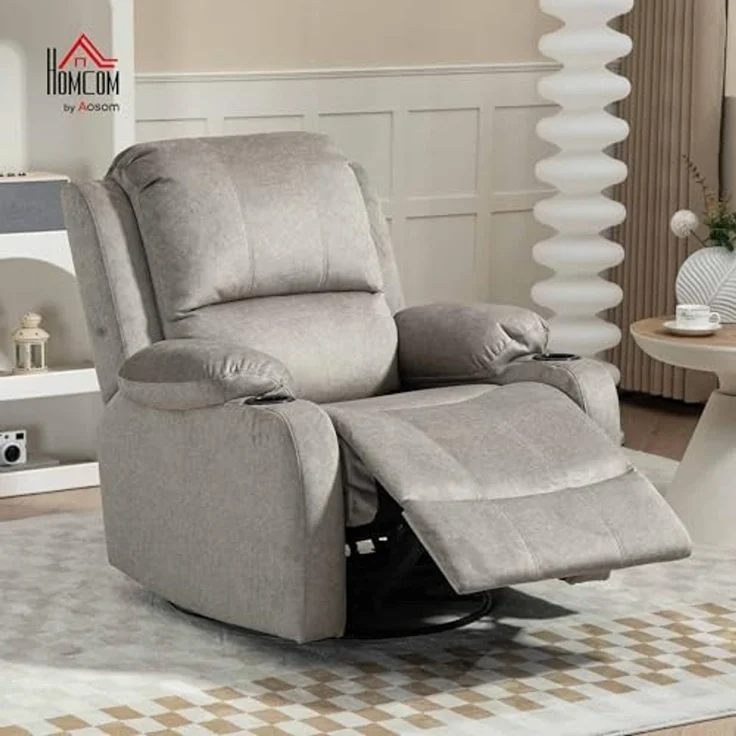 HOMCOM Relaxsessel Fernsehsessel mit Liegefunktion, Ruhesessel mit Wippfunktion (Sessel, 1-St, Liegesessel), für Wohnzimmer, Braun – Bild 2