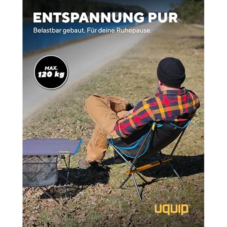 Uquip Campingstuhl Infinity I ultraleichter Faltbarer Klappstuhl mit 120 kg Traglast I kompakter Faltstuhl aus Aluminium I tragbarer Outdoor-Stuhl für Camping, Wandern, Radtouren, Festivals & Reisen – Bild 5