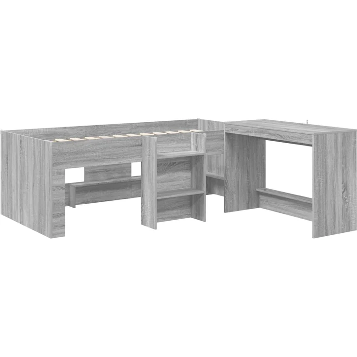 vidaXL Hochbett mit Schreibtisch für Kinder 2 stk. Sonoma-Grau 3423475 – Bild 3