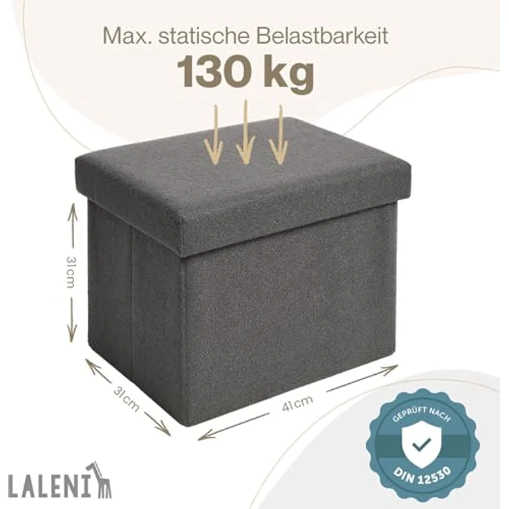 Laleni Sitztruhe Sitzbank mit Stauraum geräumig, Aufbewahrungsbox mit Deckel – Bild 4