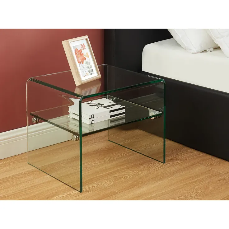 Vente-unique - STILEOS Nachttisch Glas Transparent - B 40 cm x H 40 cm x L 48 cm