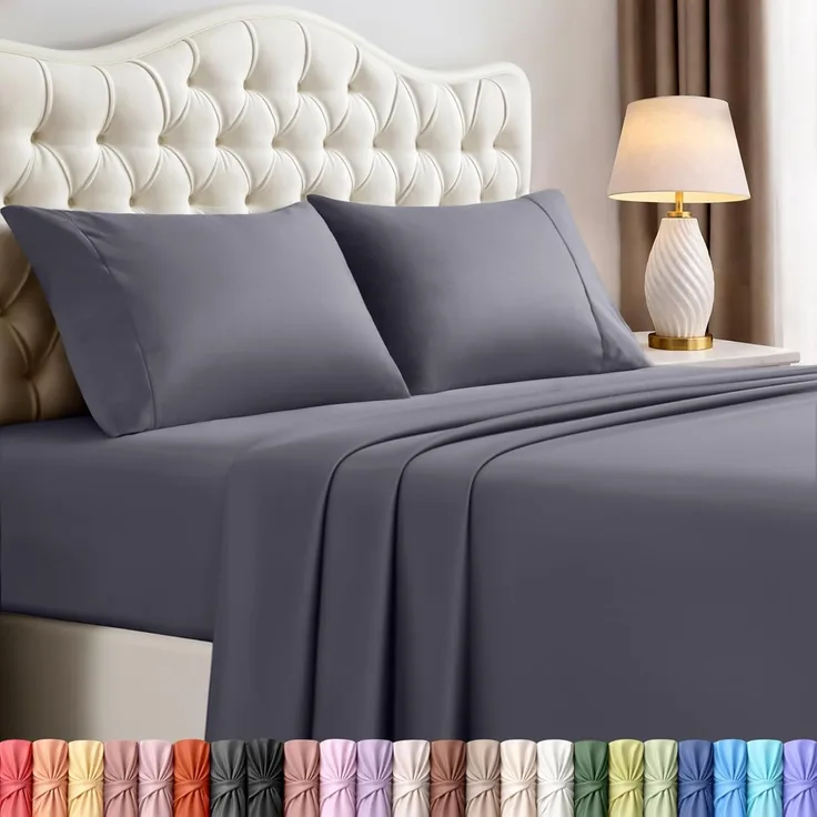Utopia Bedding Bettwäsche-Set für King-Size-Bett, 4-teilig, gebürstete Mikrofaser, schrumpft und lichtbeständig, pflegeleicht (King-Size-Bett, Grau)