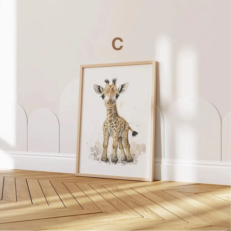 JUSTGOODMOOD Poster ® Tiere Wald Dschungel Aquarell Kinderzimmer, C Giraffe (1 St), verschiedene Größen wählbar – Bild 2