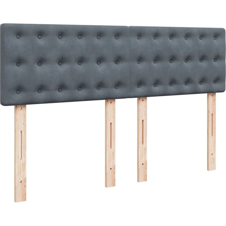 vidaXL Boxspringbett mit Matratze Dunkelgrau 160x200 cm Samt 3287795 – Bild 5