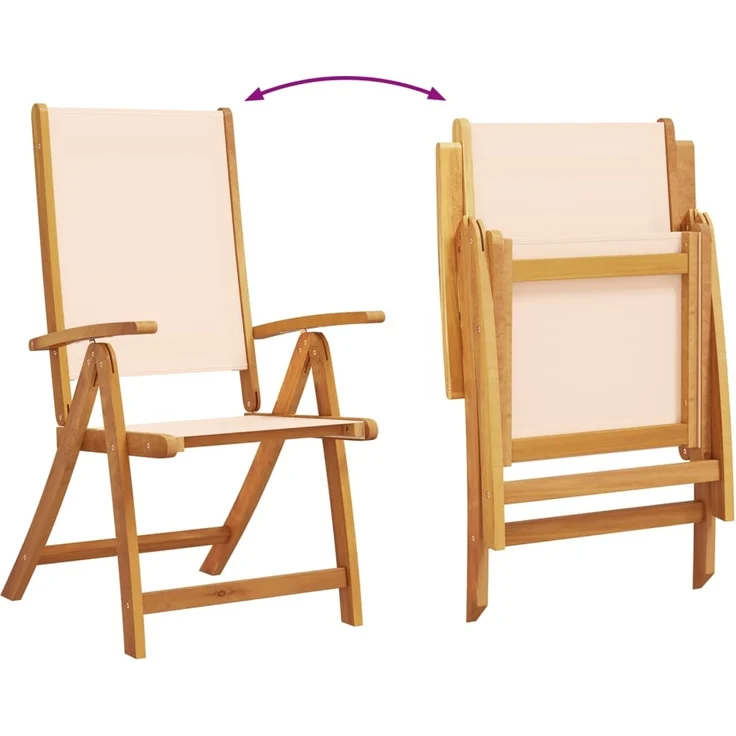 vidaXL Gartenstühle 8 Stk. Klappbar Massivholz Akazie und Textilene 3279237 – Bild 3