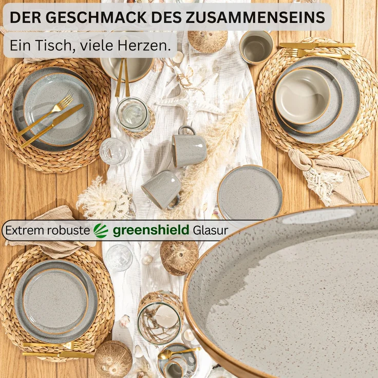 SÄNGER Dessertteller Set Rio Perlgrau - 6 teilig aus Steingut – Bild 3