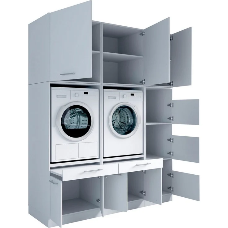 Laundreezy Mehrzweckschrank-Set Laundreezy, 6-tlg. Mehrzweckschrank-Set B/H/T 186/238/68 cm, (6-St), Breite 186 cm, Soft-Close-Funktion, höhenverstellbare Füße – Bild 2