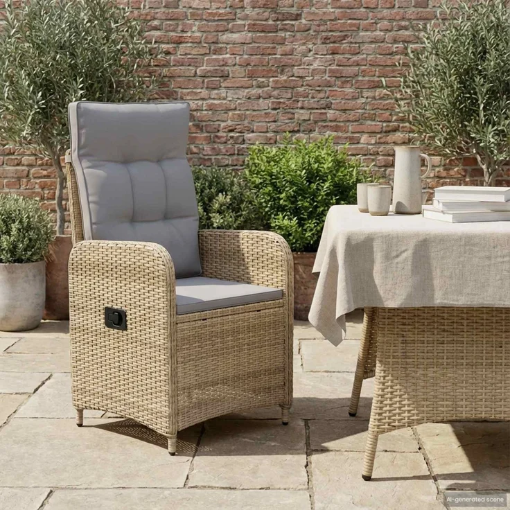vidaXL Verstellbarer Gartenstuhl Beige und Hellgrau 42027154 – Bild 3