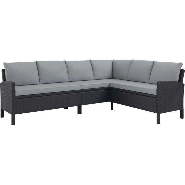 KONIFERA Gartenlounge-Set »Manhattan«, (Set, 18-tlg, Ecklounge, Tisch 66x120x74 cm, 2 Hocker, inkl. Auflagen), Stahl/Polyrattan – Bild 2
