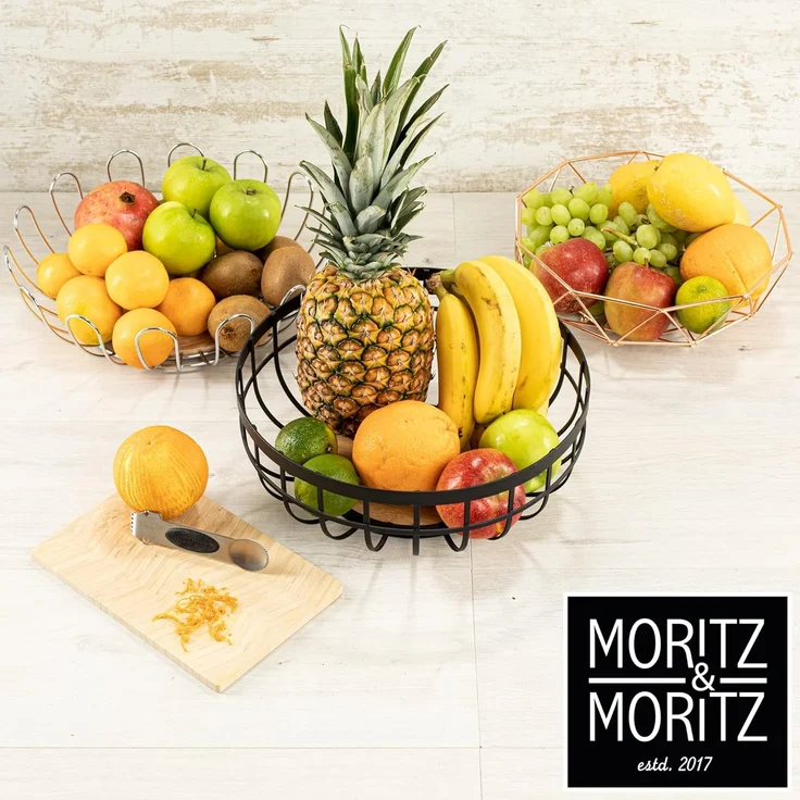 Moritz & Moritz Obstschale Moritz & Moritz Obstkorb Rund Bögen silber, Metall, (32cm, 2-tlg), Korb für Geschenke, Früchte, Gemüse und Brot – Bild 8