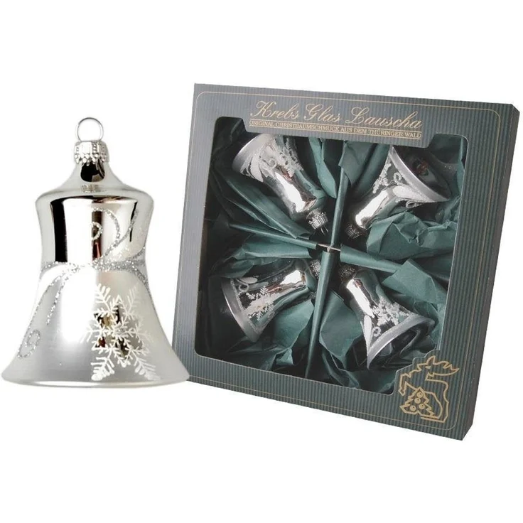 Krebs Glas Lauscha Christbaumschmuck Glocken, Weihnachtsdeko, Christbaumschmuck (4-tlg), mundgeblasen – Bild 2