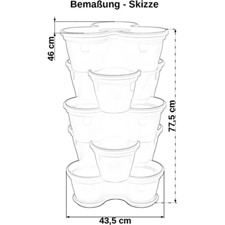 Engelland Blumenständer Säulentopf, Hochbeet, Kräuterbeet (Vorteils-Set, 5 St, 11 Liter Fassungsvermögen je Ebene), fallsicher, UV-beständig, stapelbar, platzsparend, robuster Kunststoff – Bild 4