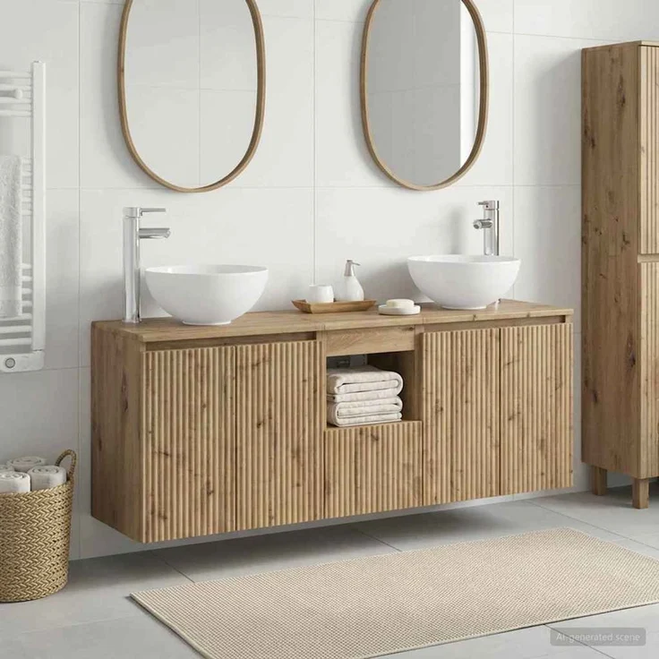 vidaXL Wandmontiertes Badezimmerschrank-Set 3 stk. Artisan-Eiche 3405626 – Bild 1