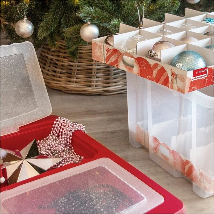 Sunware Aufbewahrungsbox Weihnachtskugelbox mit Trays für 40 Kugeln Aufbewahrungsbox Kiste – Bild 2