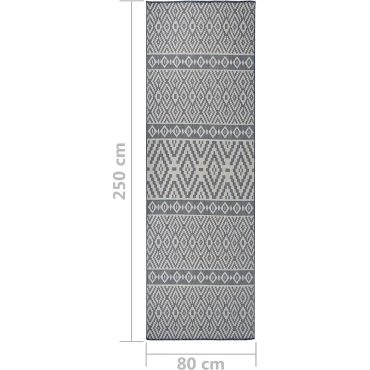 vidaXL Outdoor-Teppich Flachgewebe 80x250 cm Blau Gestreift 340835 – Bild 6
