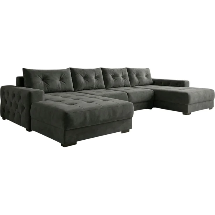 Ecksofa MODENA 320 cm x 185 cm – Stoff: CASABLANCA Graphit 15 Farbe: Dunkelgrau – Bild 4