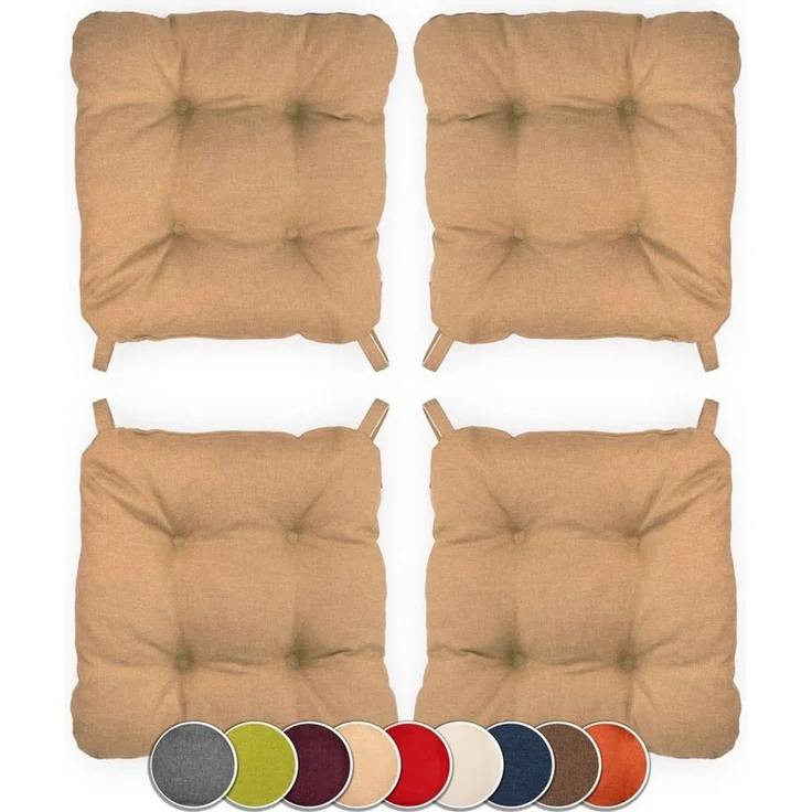 sunnypillow Stuhlkissen 4er Set Stuhlkissen mit Klettverschluss Maße: 40/35x40x8cm – Bild 5